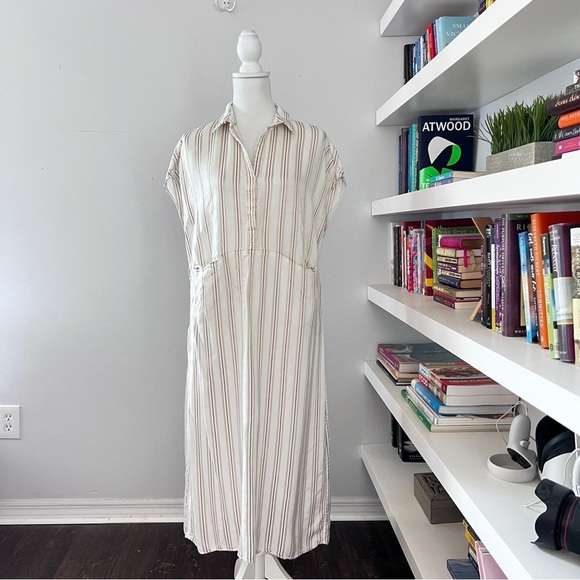 CO Ivory Striped Shirtdress no belt size smalll - Picture 4 of 16